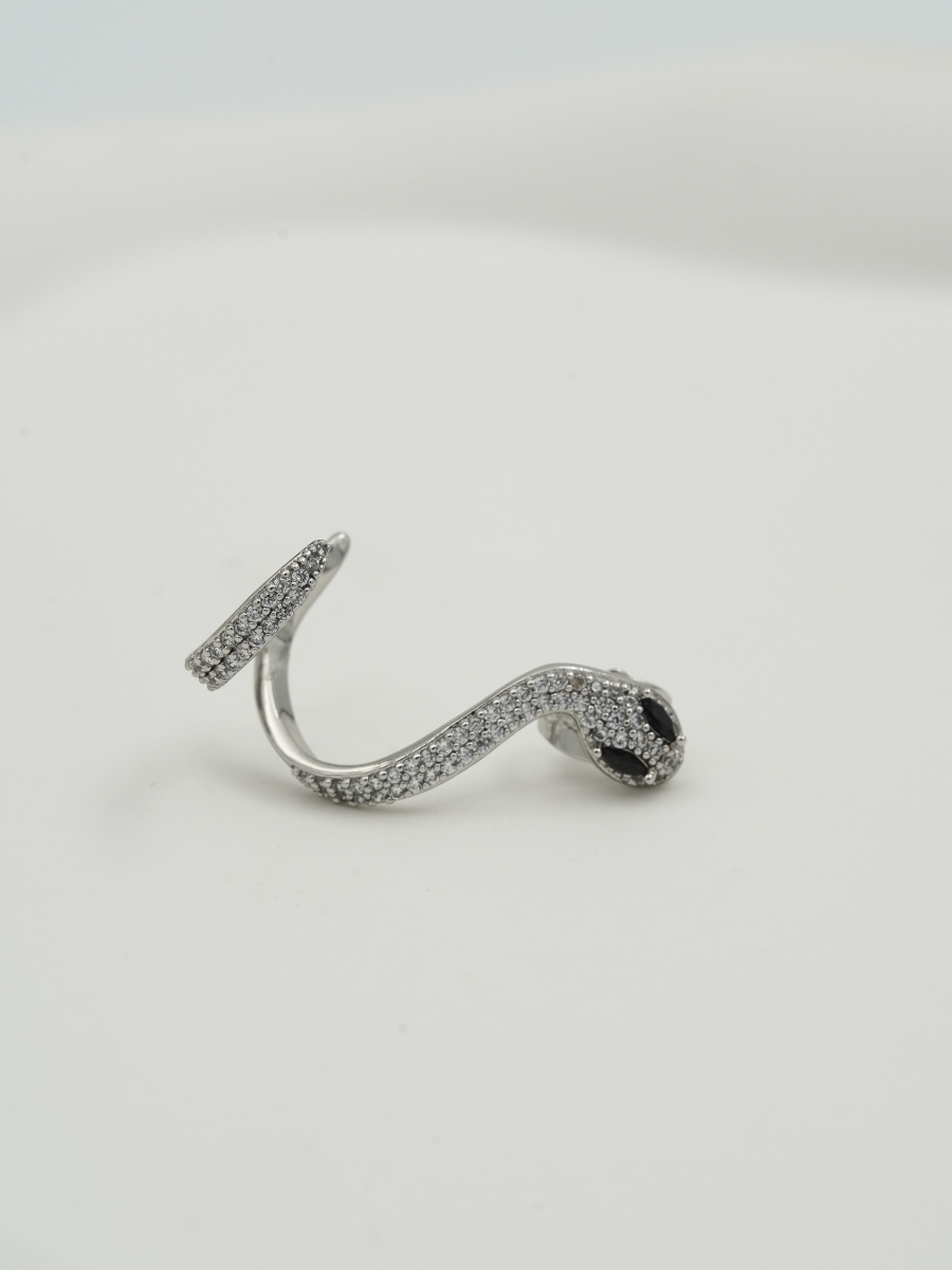 Resim Silver Yılan Earcuff Küpe