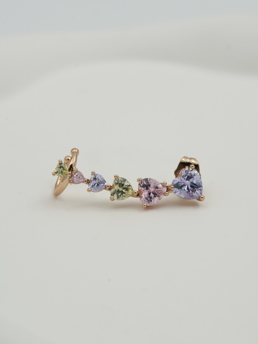 Resim Gold Kalp Detaylı Earcuff Küpe