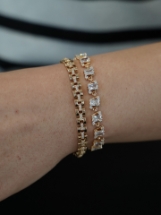 Resim ZİRKON TAŞLI KORDON İNCE ZİNCİR GOLD KADIN BİLEKLİK